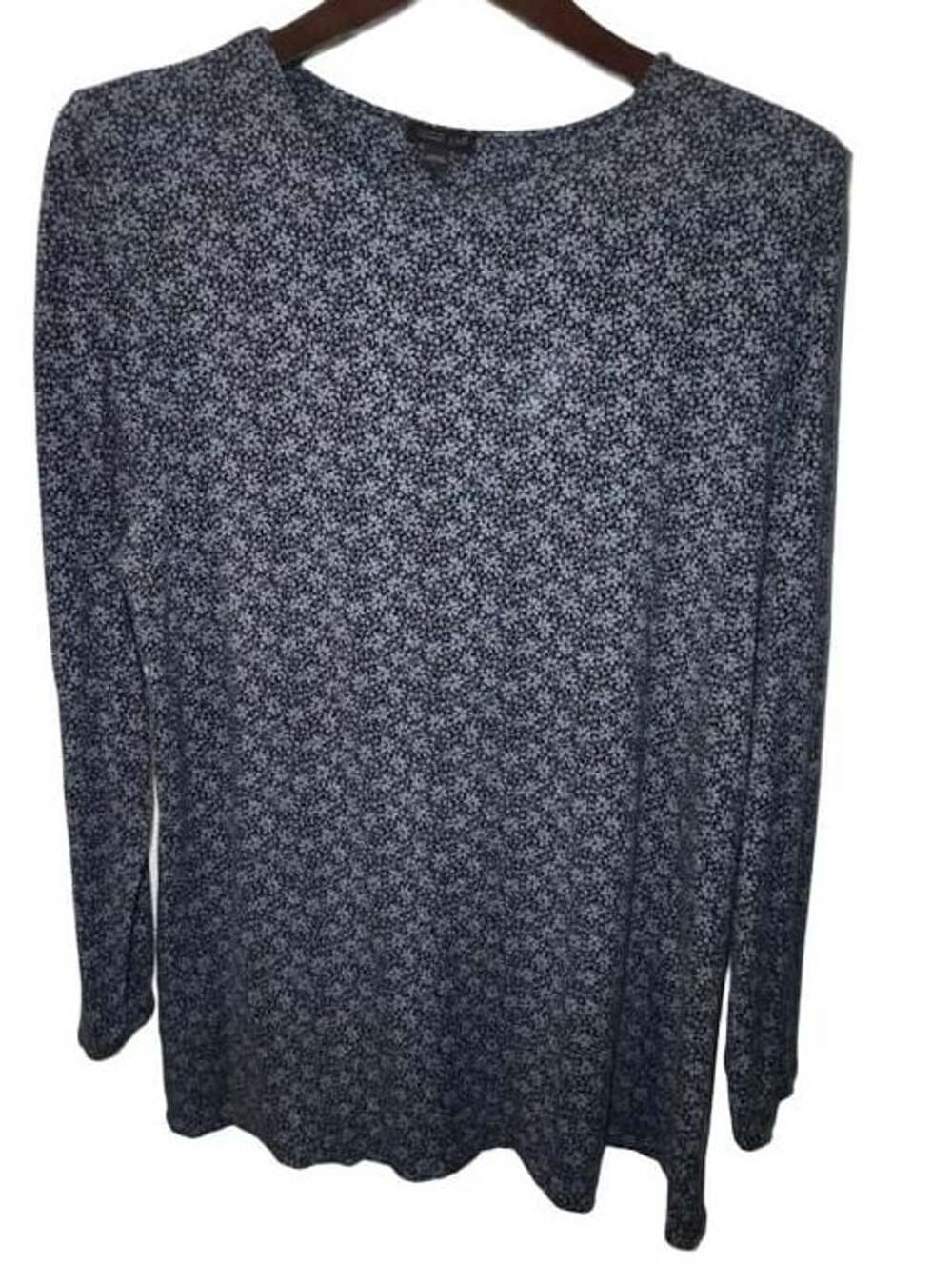 J.Jill Wearever Collection Blue Floral Long Sleeve Tunic Top L
